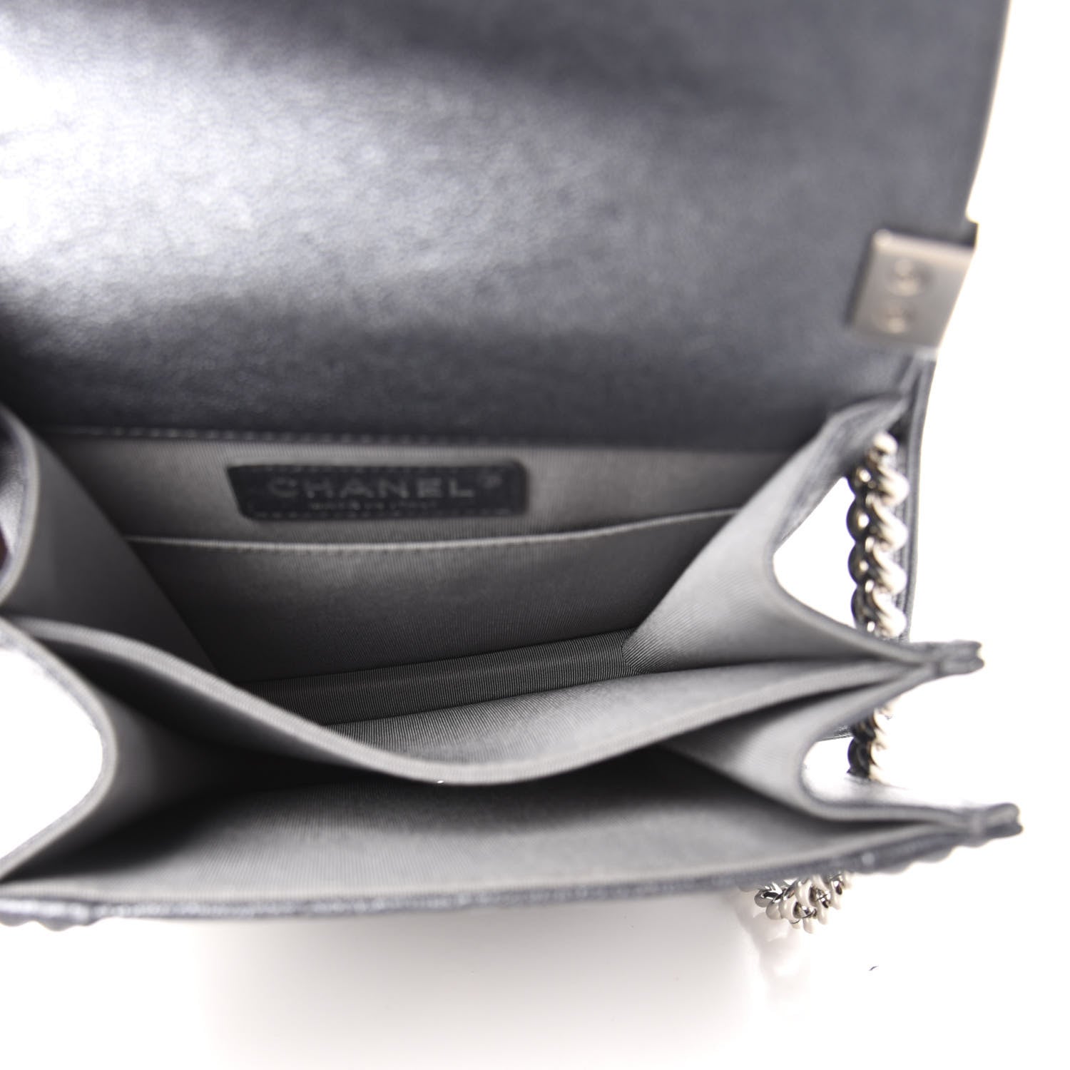 Chanel Iridescent Caviar Quilted North South Boy Flap Silver 5 of 11
