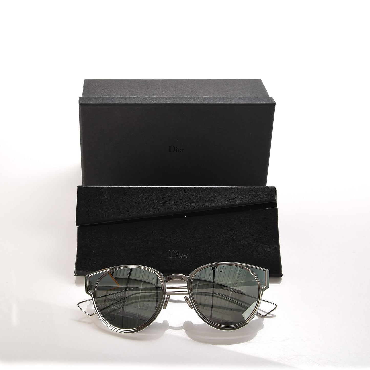 Sculpt Mirrored Cat Eye Sunglasses Shiny Palladium