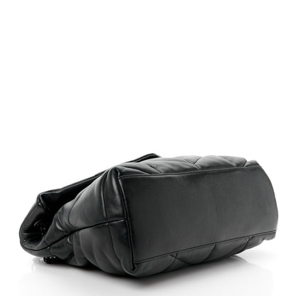 Saint Laurent Lambskin Quilted Monogram Monochrome Small Loulou Puffer Chain Satchel Black 4 of 12