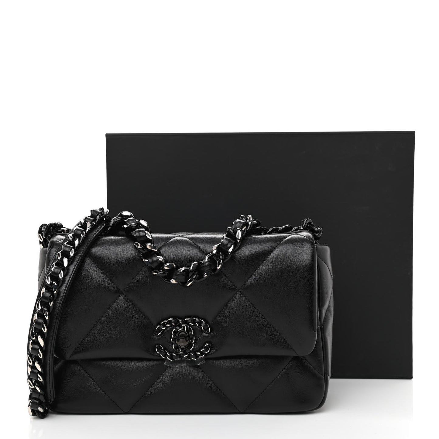 Lambskin Quilted Medium Chanel 19 Flap So Black