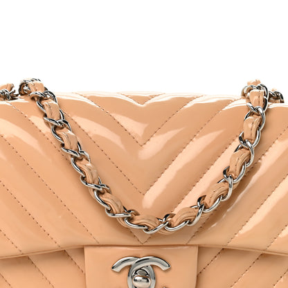 Chanel Patent Chevron Quilted Mini Rectangular Flap Beige 8 of 14
