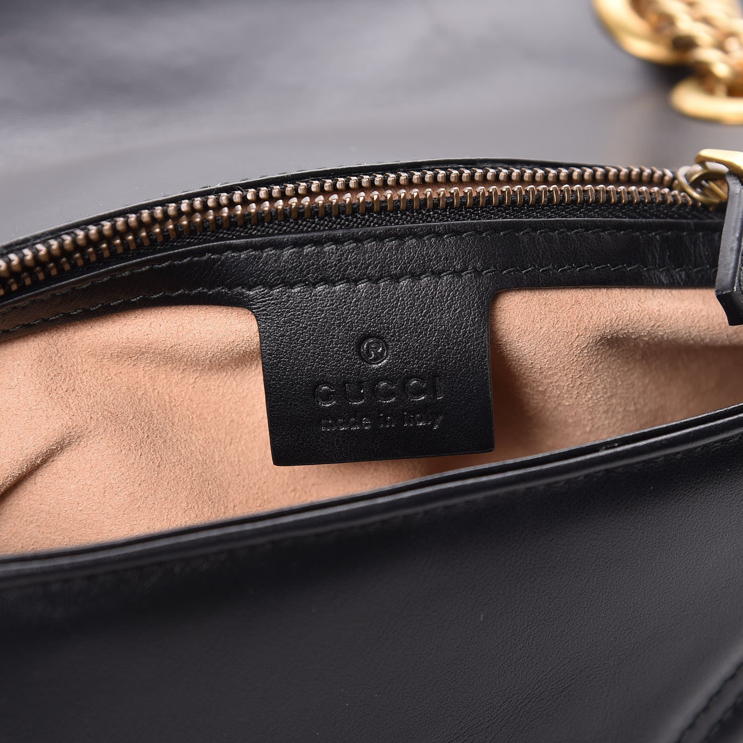 Gucci Calfskin Matelasse Small GG Marmont Shoulder Bag Black 6 of 10