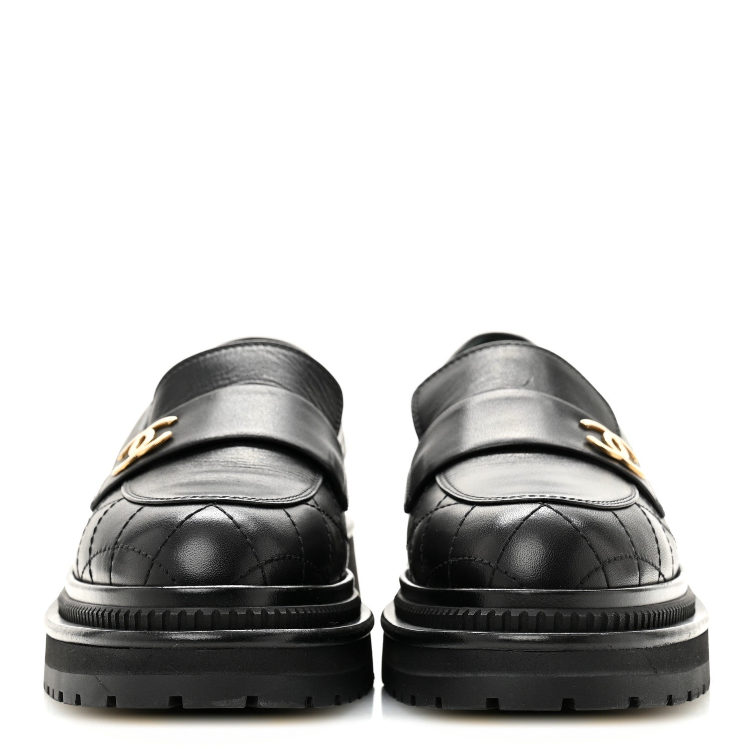 Chanel Calfskin Quilted CC Mocassin Loafers 37 Black 3 of 11