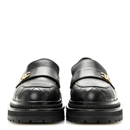 Chanel Calfskin Quilted CC Mocassin Loafers 37 Black 3 of 11