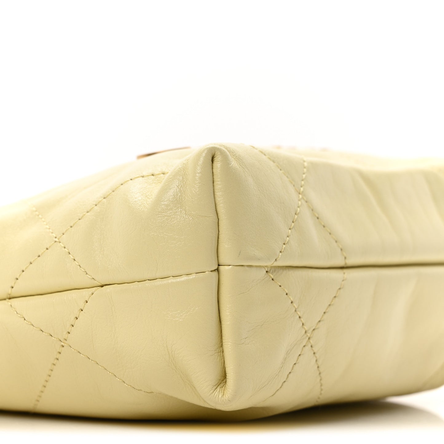 Shiny Calfskin Quilted Mini Chanel 22 Light Yellow