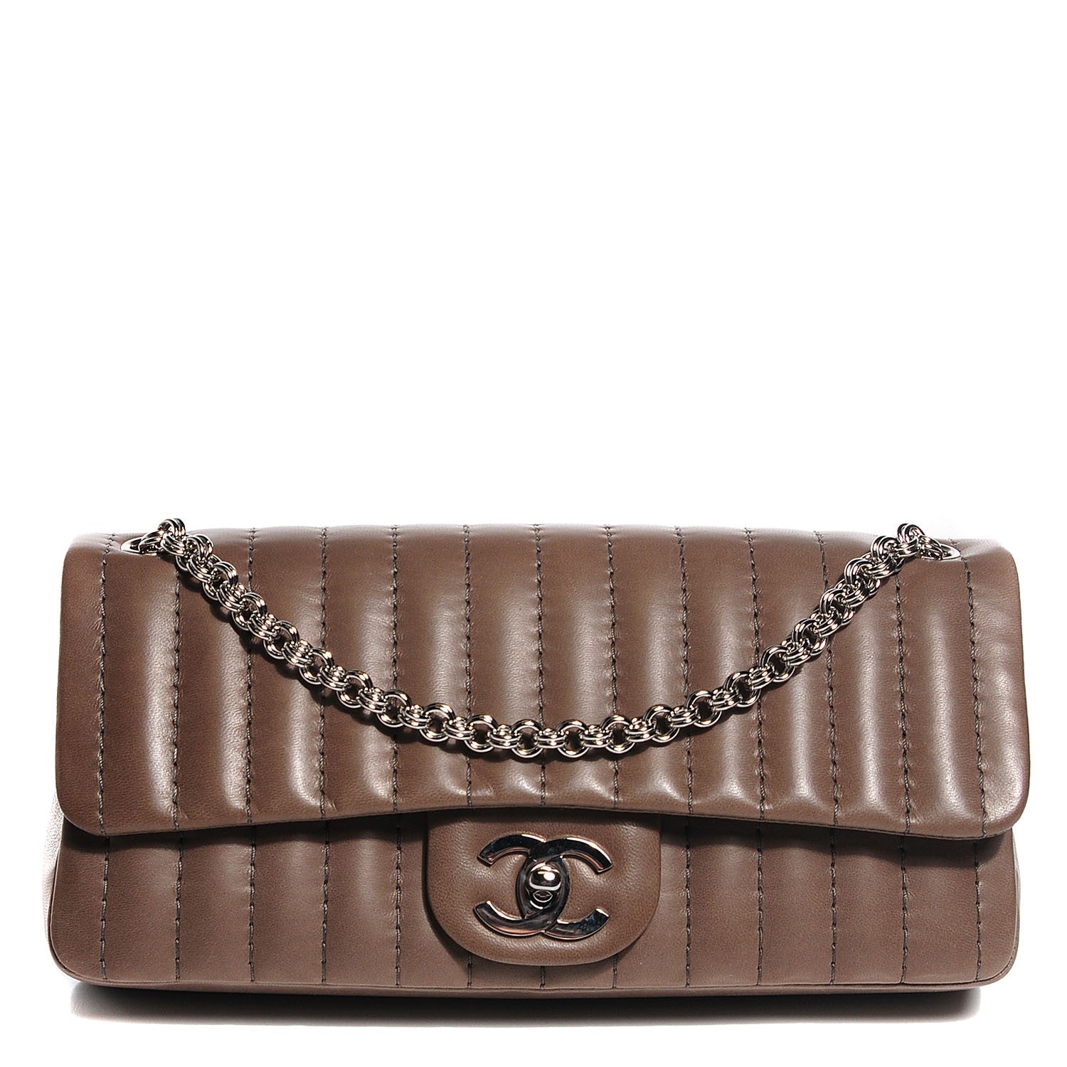 Chanel Lambskin Vertical Quilted East West Flap Brown 1 of 7