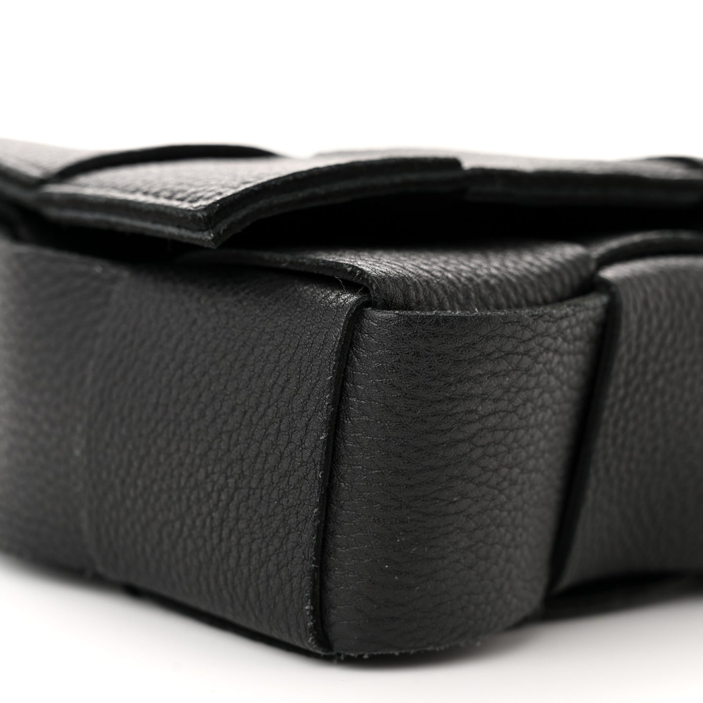 Grained Calfskin Maxi Intrecciato Cassette Crossbody Bag Black