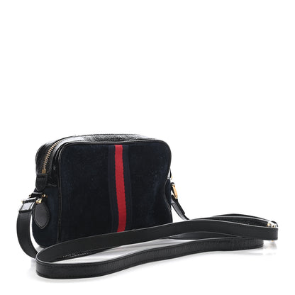 Gucci Suede Patent Web Mini Ophidia Shoulder Bag Blue Black 3 of 10