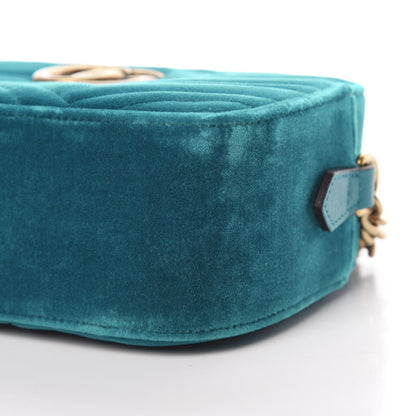 Gucci Velvet Matelasse Small GG Marmont Chain Shoulder Bag Pavone Cyan 9 of 10