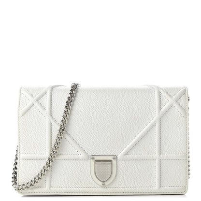 Christian Dior Grained Calfskin Diorama Wallet on Chain Pouch White 1 of 9