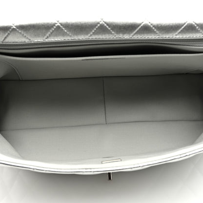 Chanel Metallic Lambskin Quilted XXL Travel Flap Bag Silver 5 of 9