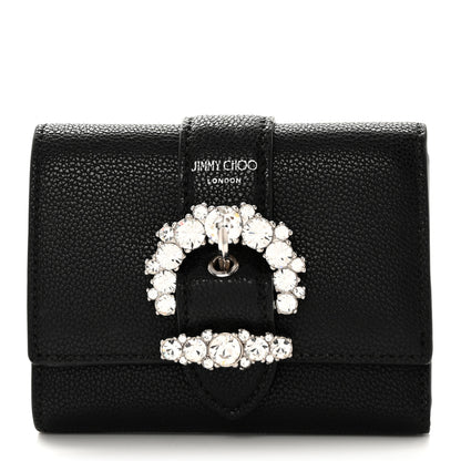 Jimmy Choo Calfskin Crystal Cheri Compact Wallet Black 1 of 17