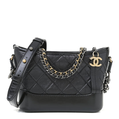 Chanel Aged Calfskin Quilted Small Gabrielle Hobo Black 2 of 18