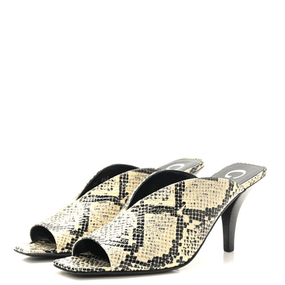 Gucci Calfskin Python Print Square G Slide Sandals 36 Beige Avana 3 of 8