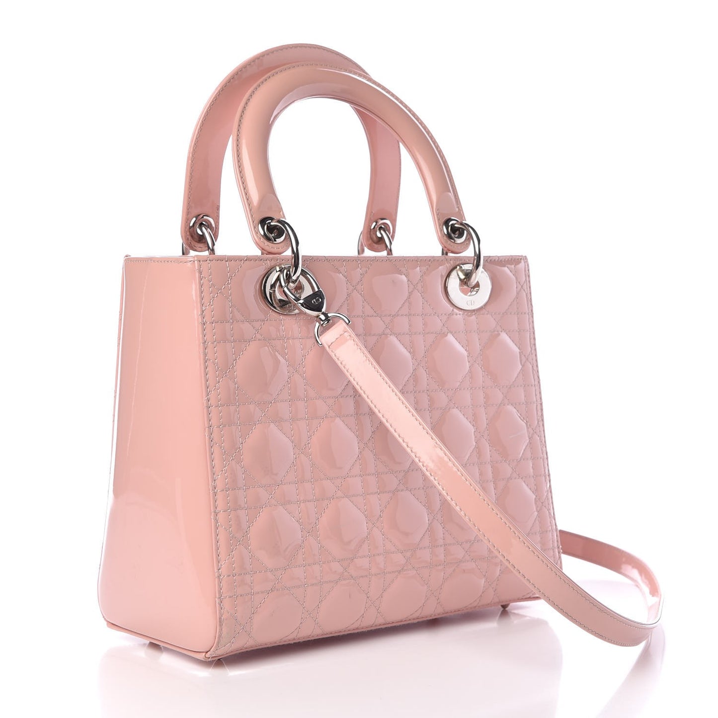 Patent Cannage Medium Lady Dior Rose Clair