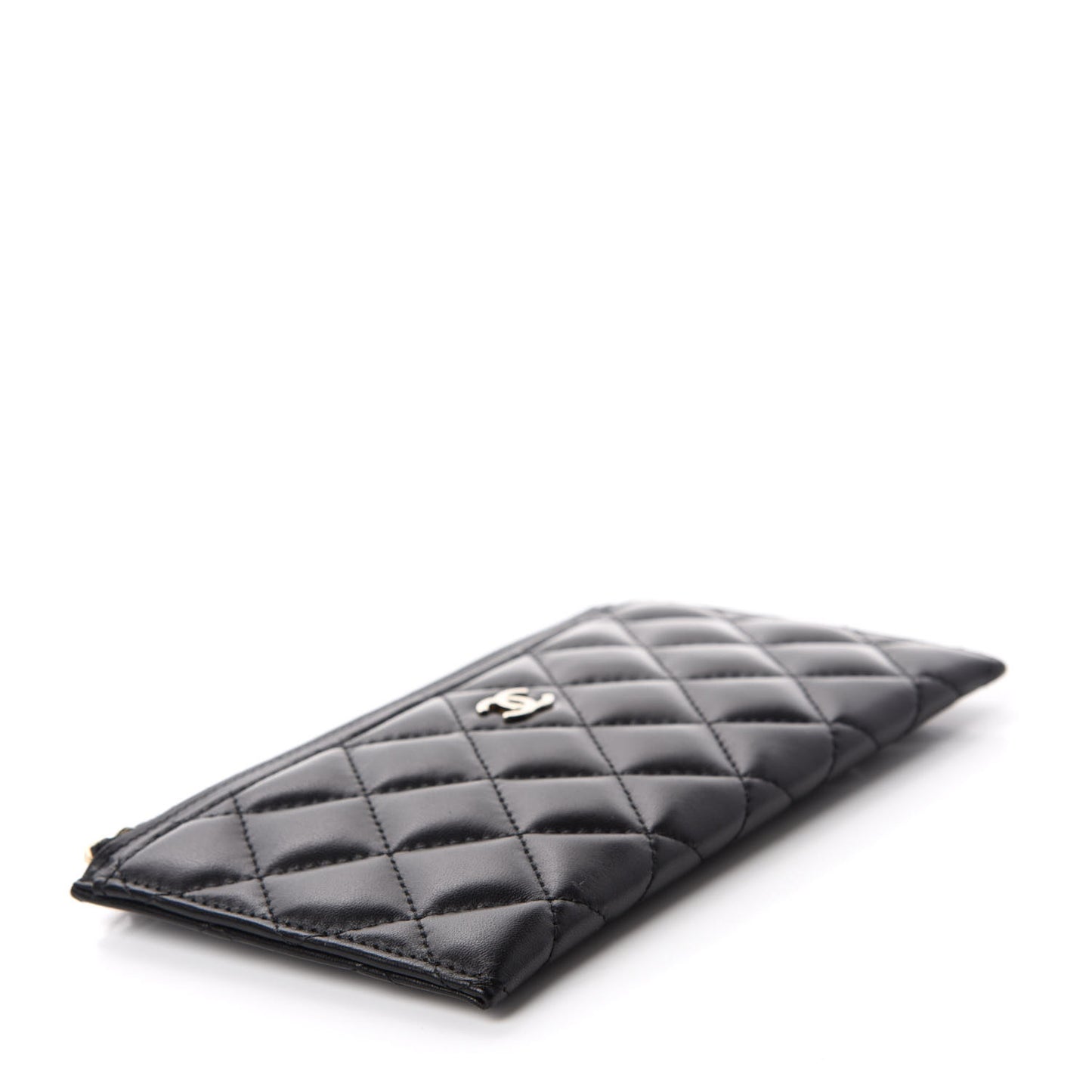 Lambskin Quilted Classic Zip Pouch Black