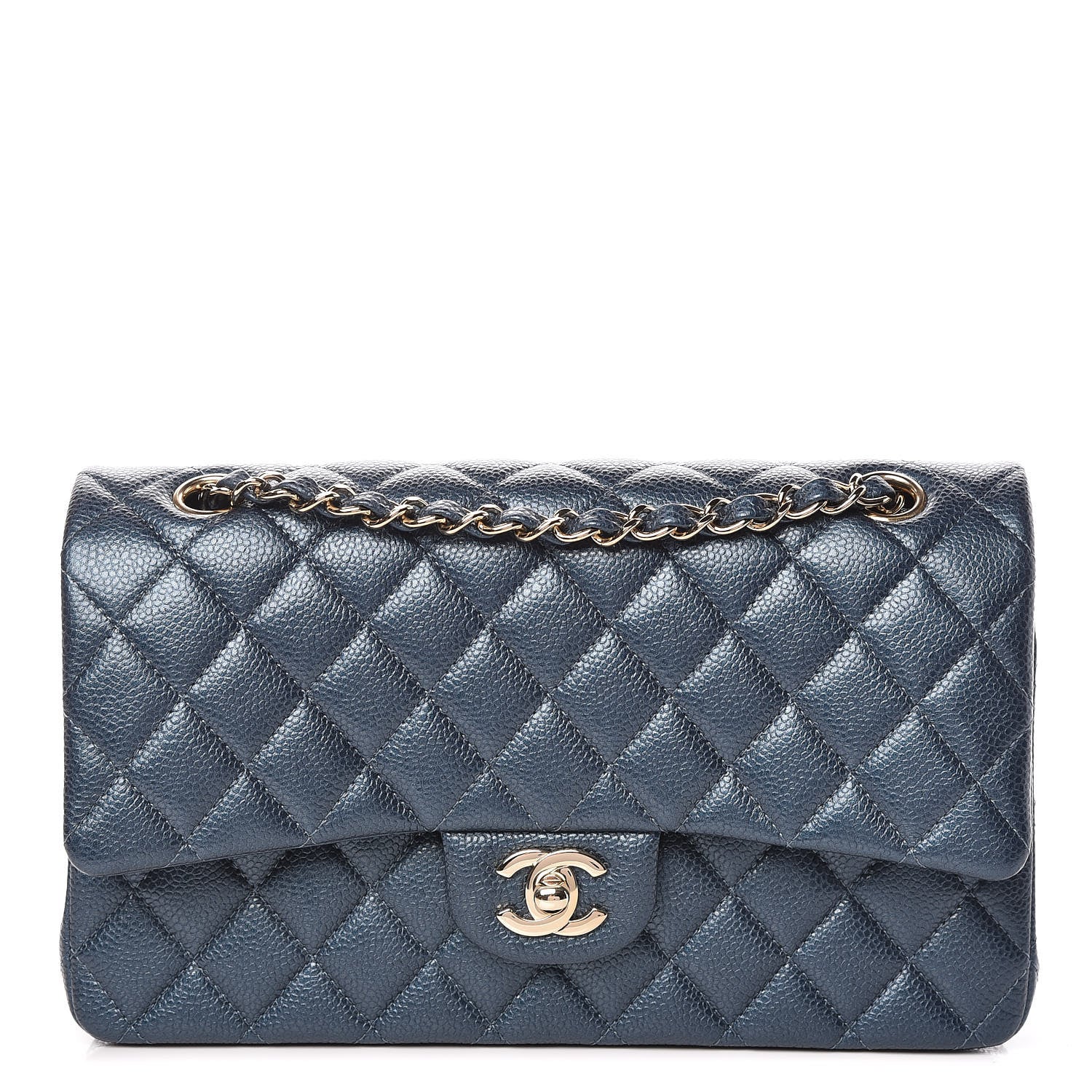 Chanel Iridescent Caviar Quilted Medium Double Flap Dark Blue 1 of 11