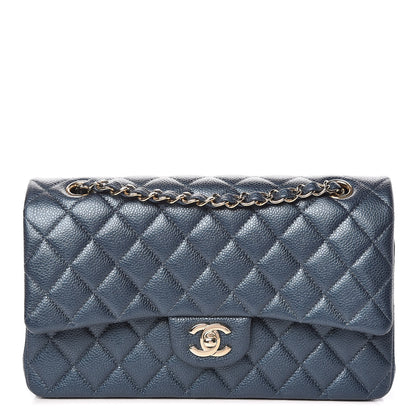 Chanel Iridescent Caviar Quilted Medium Double Flap Dark Blue 1 of 11