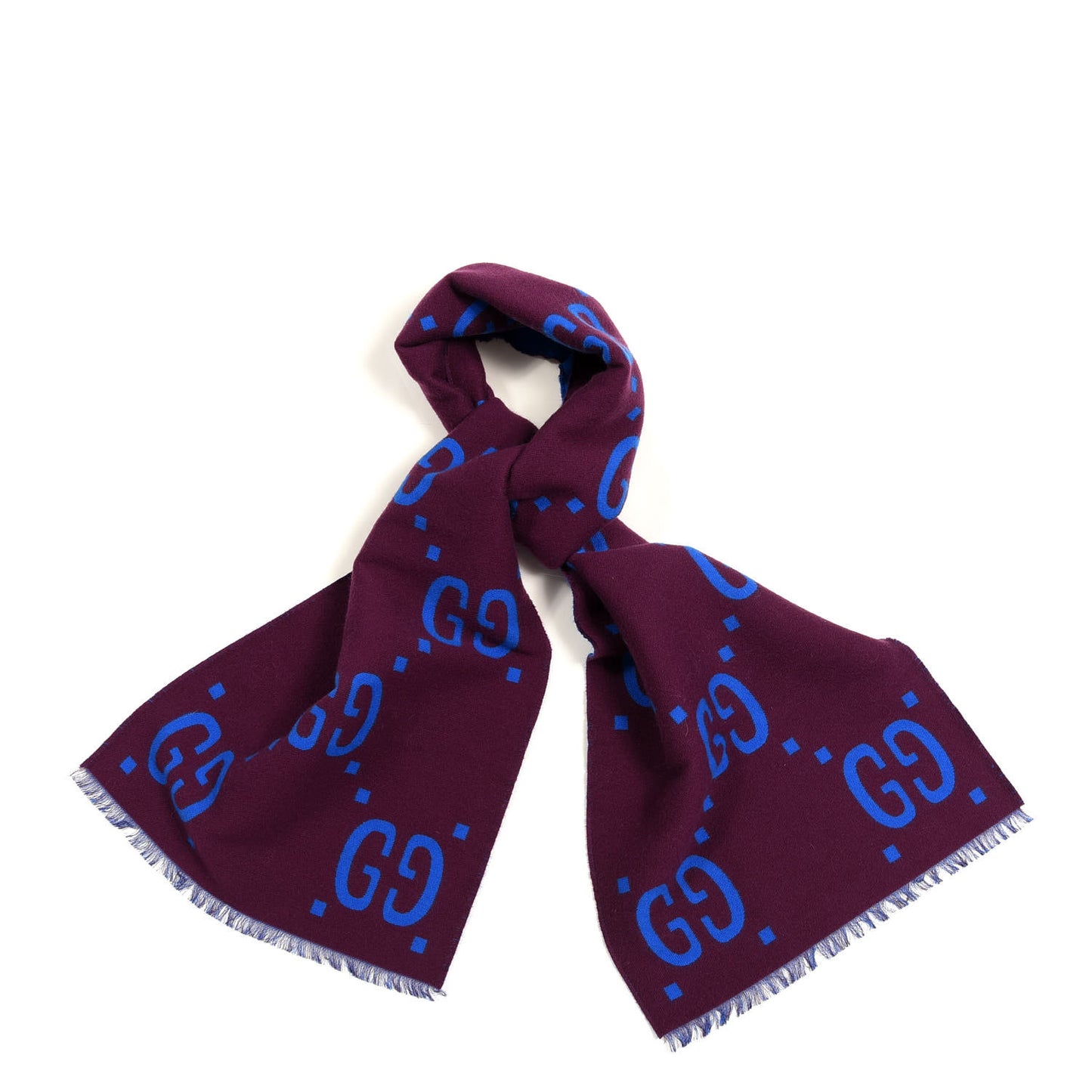 Wool Silk Monogram Jumbo GG Freedom Scarf Lacquer Blue