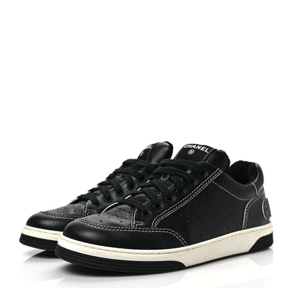 Chanel Calfskin Womens Logo Sneakers 40 Black White 3 of 9