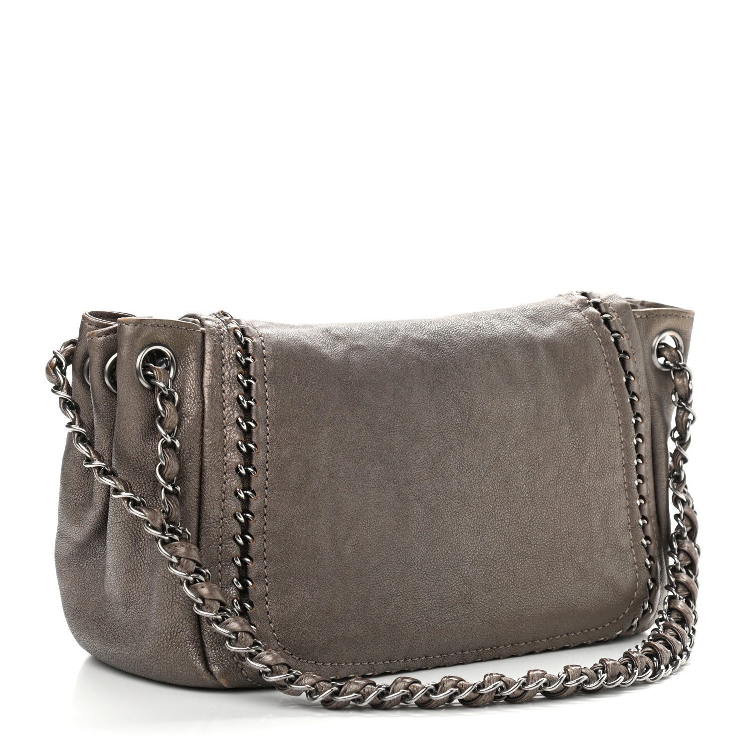 Chanel Metallic Deerskin Luxe Ligne Flap Bronze 3 of 12