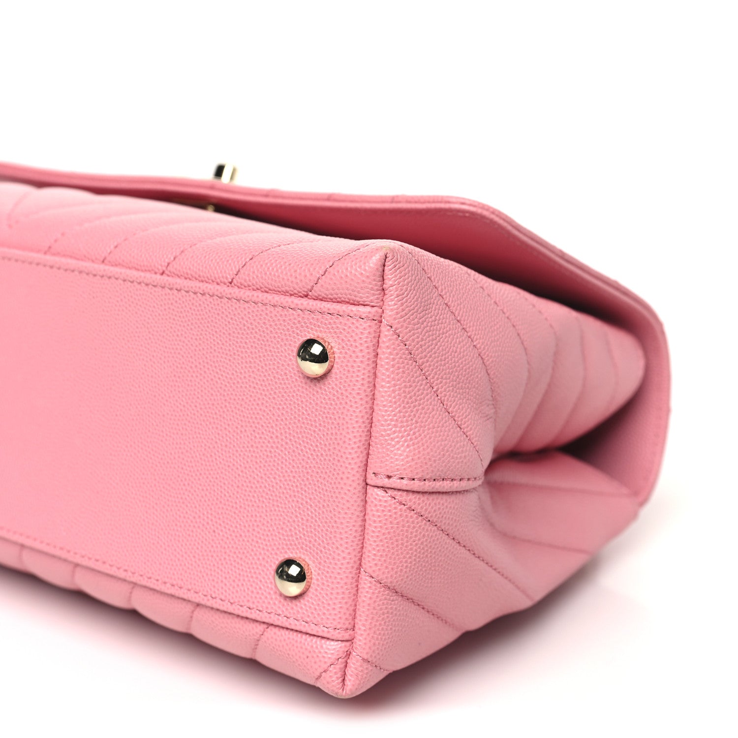 Chanel Caviar Chevron Quilted Small Coco Handle Flap Pink 10 of 10