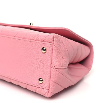 Chanel Caviar Chevron Quilted Small Coco Handle Flap Pink 10 of 10