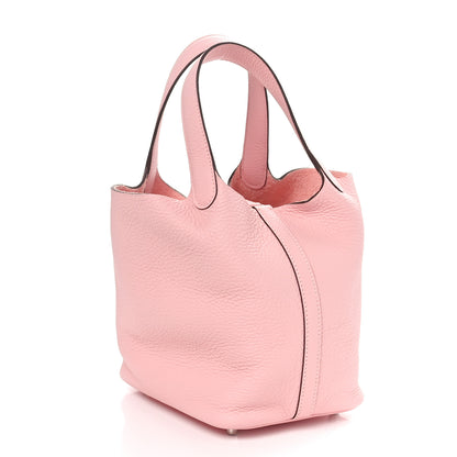 Hermes Taurillon Clemence Picotin Lock 18 PM  Rose Sakura 2 of 11