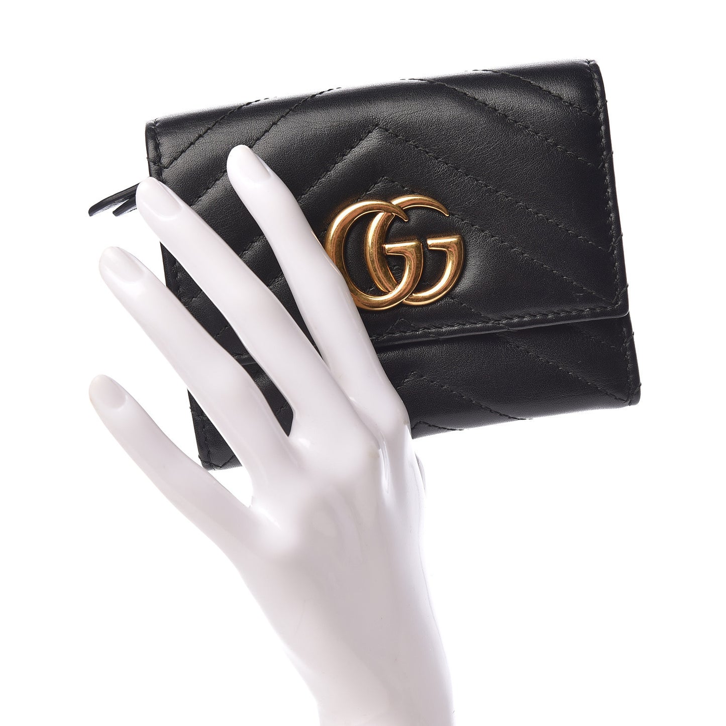 Calfskin Matelasse GG Marmont Wallet Black