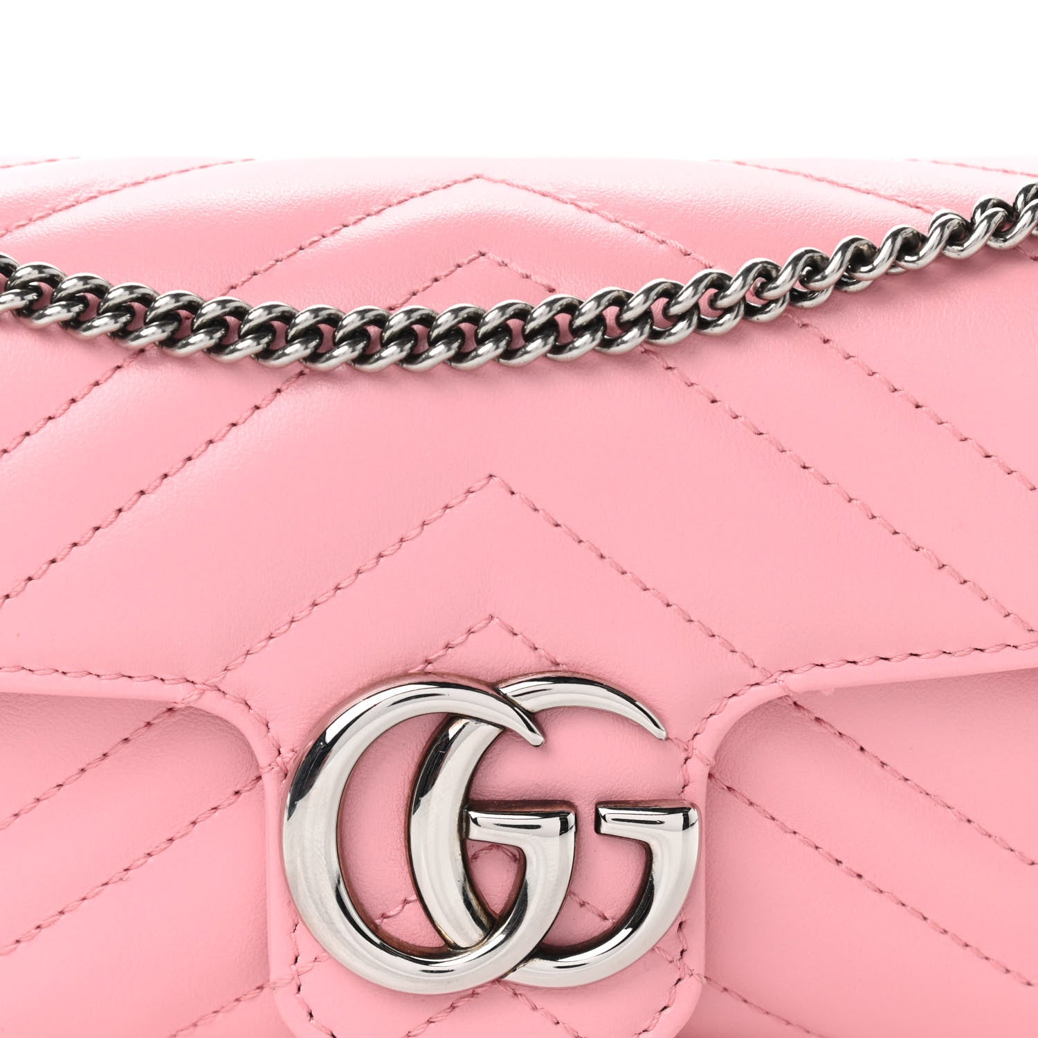 Gucci Calfskin Matelasse Super Mini GG Marmont Shoulder Bag Wild Rose 7 of 9
