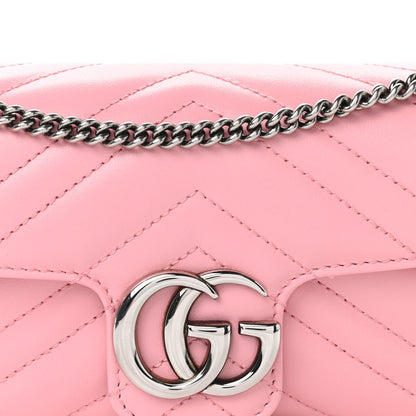 Gucci Calfskin Matelasse Super Mini GG Marmont Shoulder Bag Wild Rose 7 of 9
