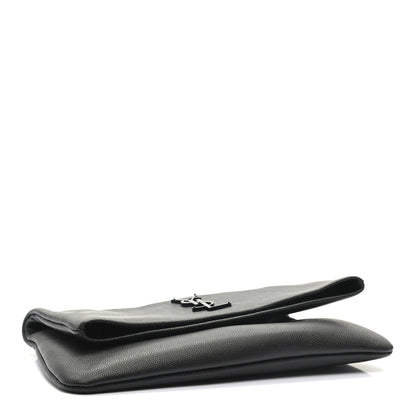 Saint Laurent Grain De Poudre West Hollywood Monogram Fold Over Clutch Black 4 of 8