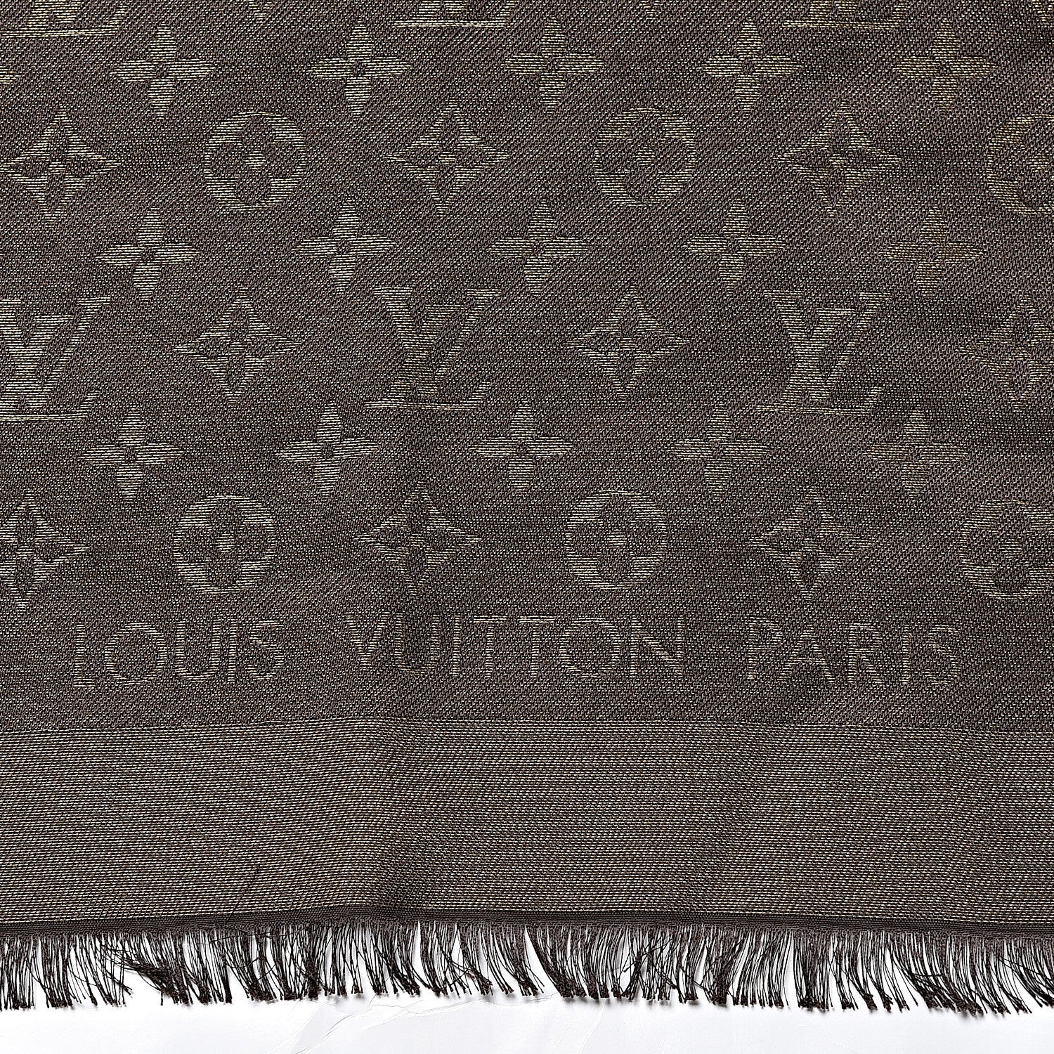 Louis Vuitton Silk Lurex Wool Monogram Shine Shawl Brown 4 of 4