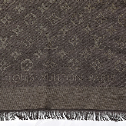 Louis Vuitton Silk Lurex Wool Monogram Shine Shawl Brown 4 of 4