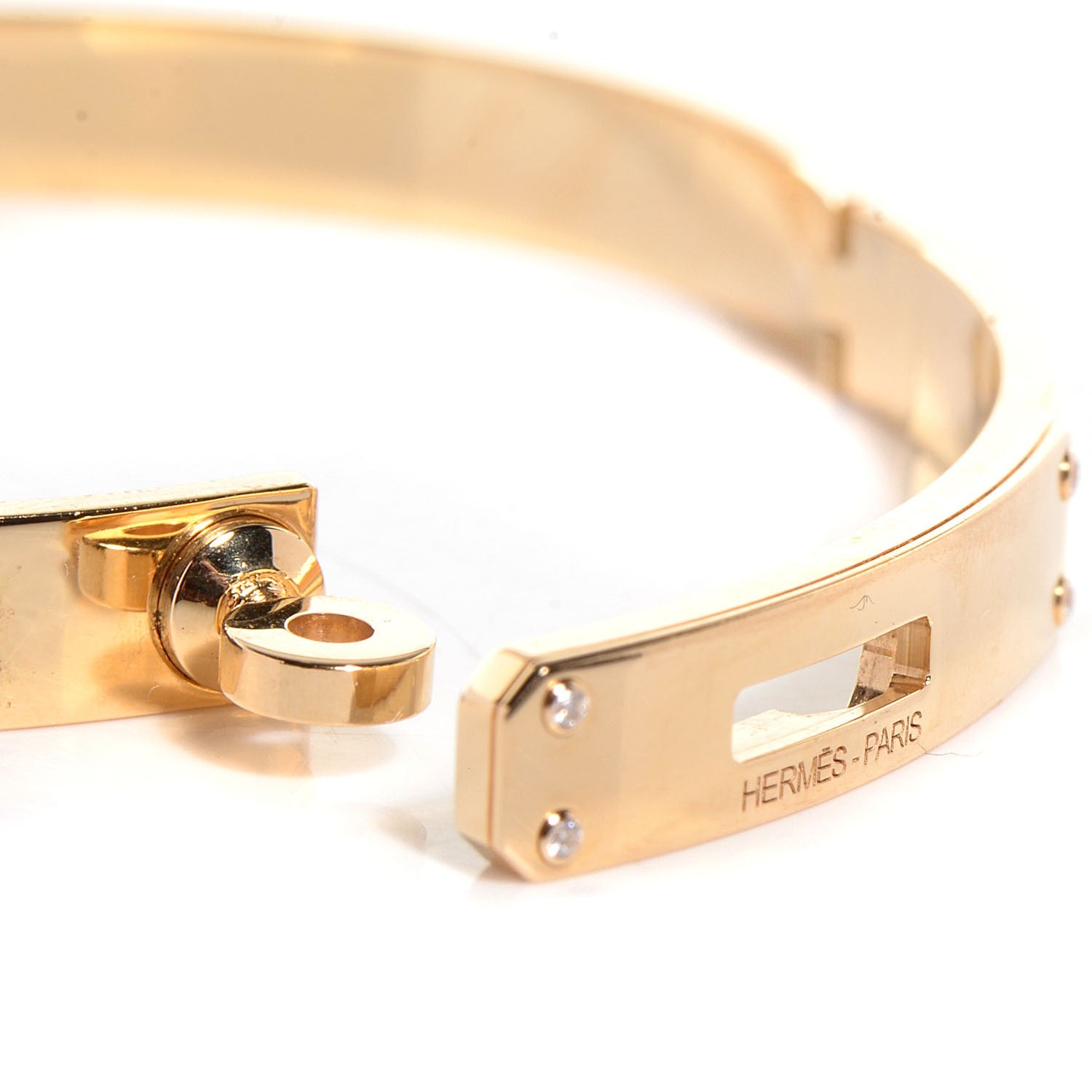 Hermes 18K Yellow Gold Diamond PM Kelly Bracelet SH 5 of 7