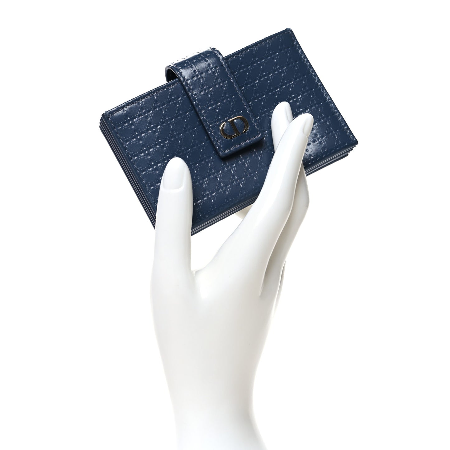 Patent Micro-Cannage Montaigne Gusseted Card Holder Blue