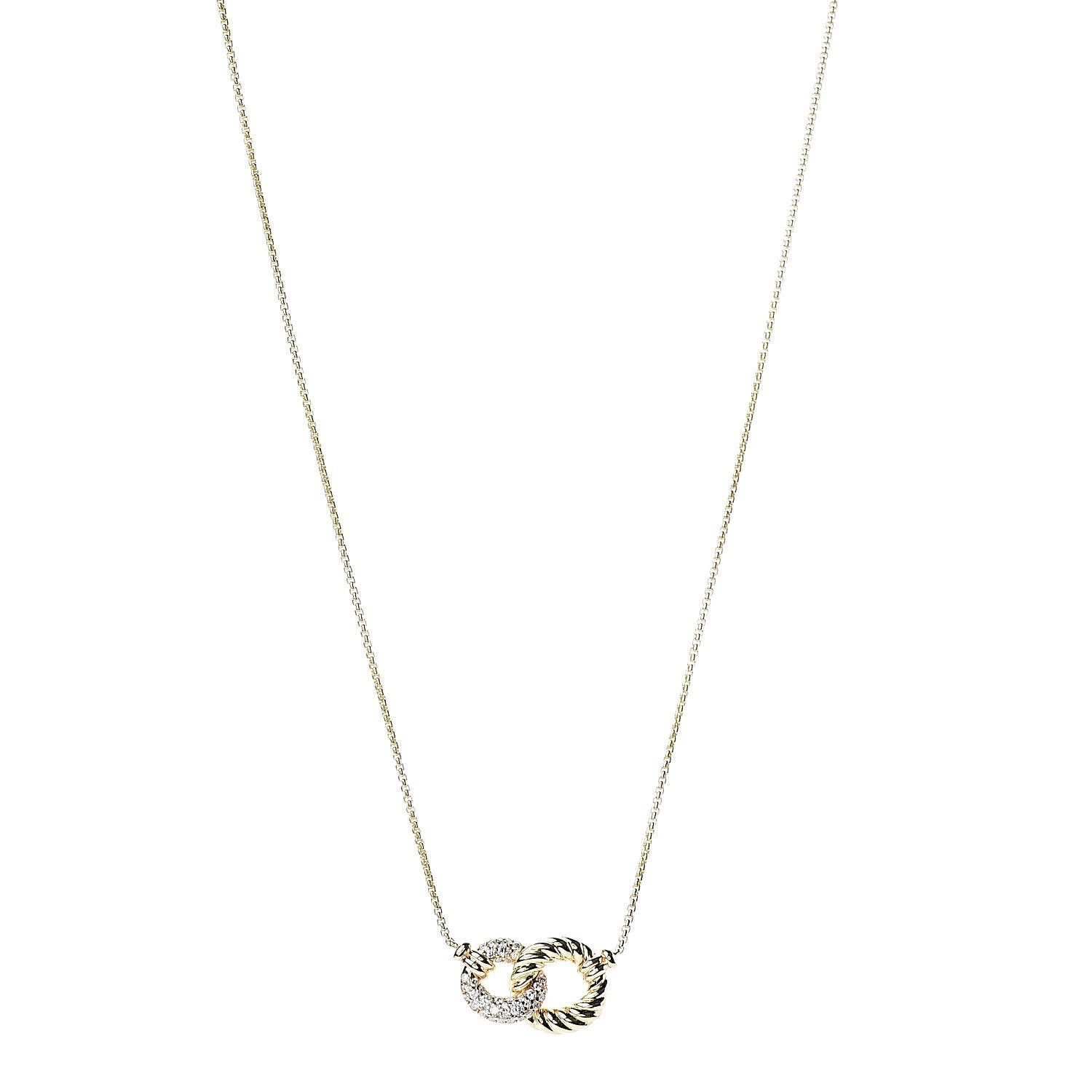 David Yurman 18K Yellow Gold Diamond Pave Extra-Small Belmont Pendant Necklace 1 of 7
