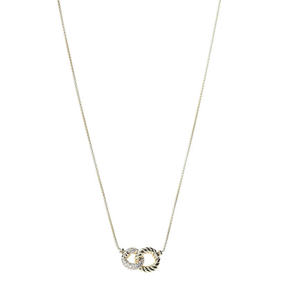 David Yurman 18K Yellow Gold Diamond Pave Extra-Small Belmont Pendant Necklace 1 of 7