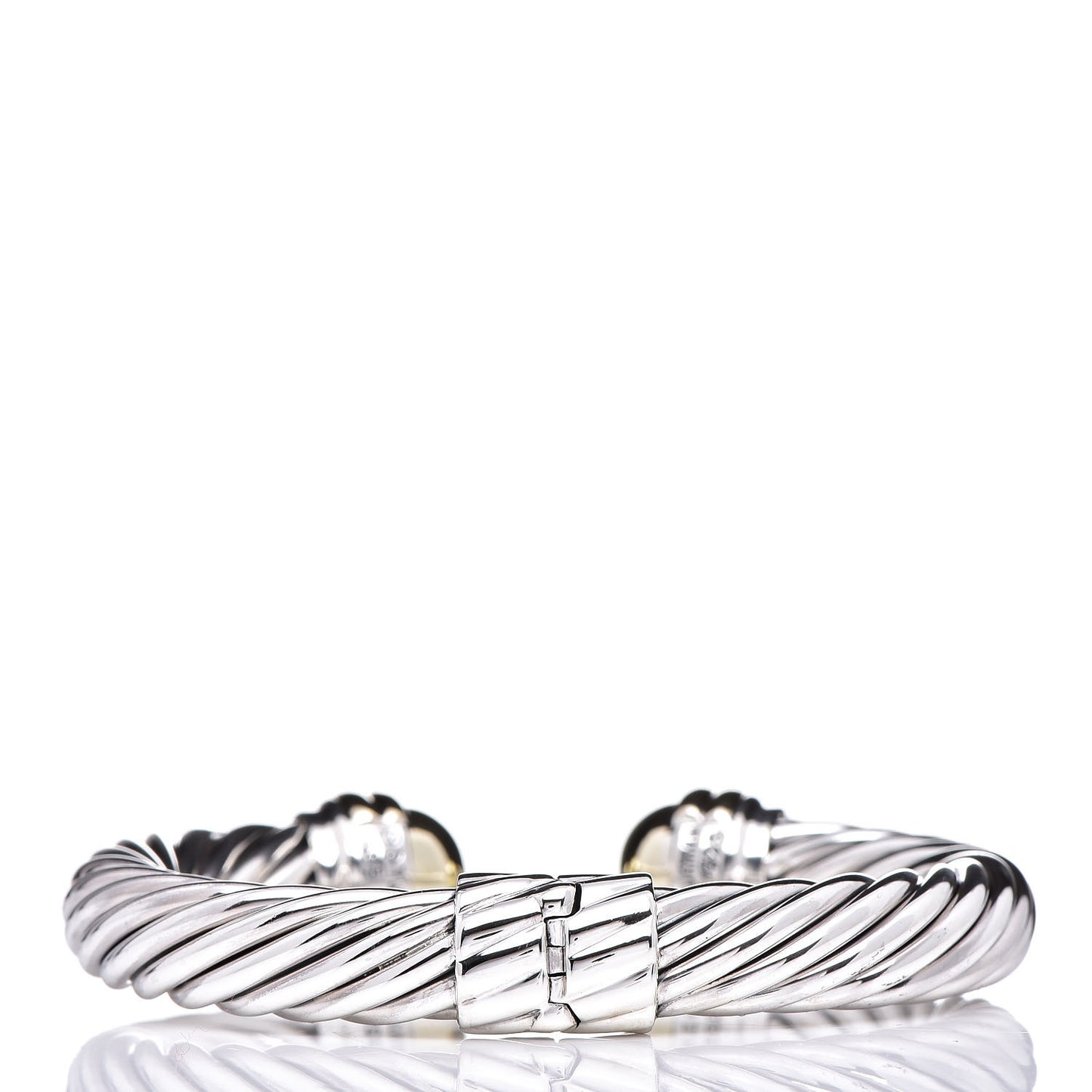 Sterling Silver 14K Yellow Gold 10mm Cable Classics Bracelet