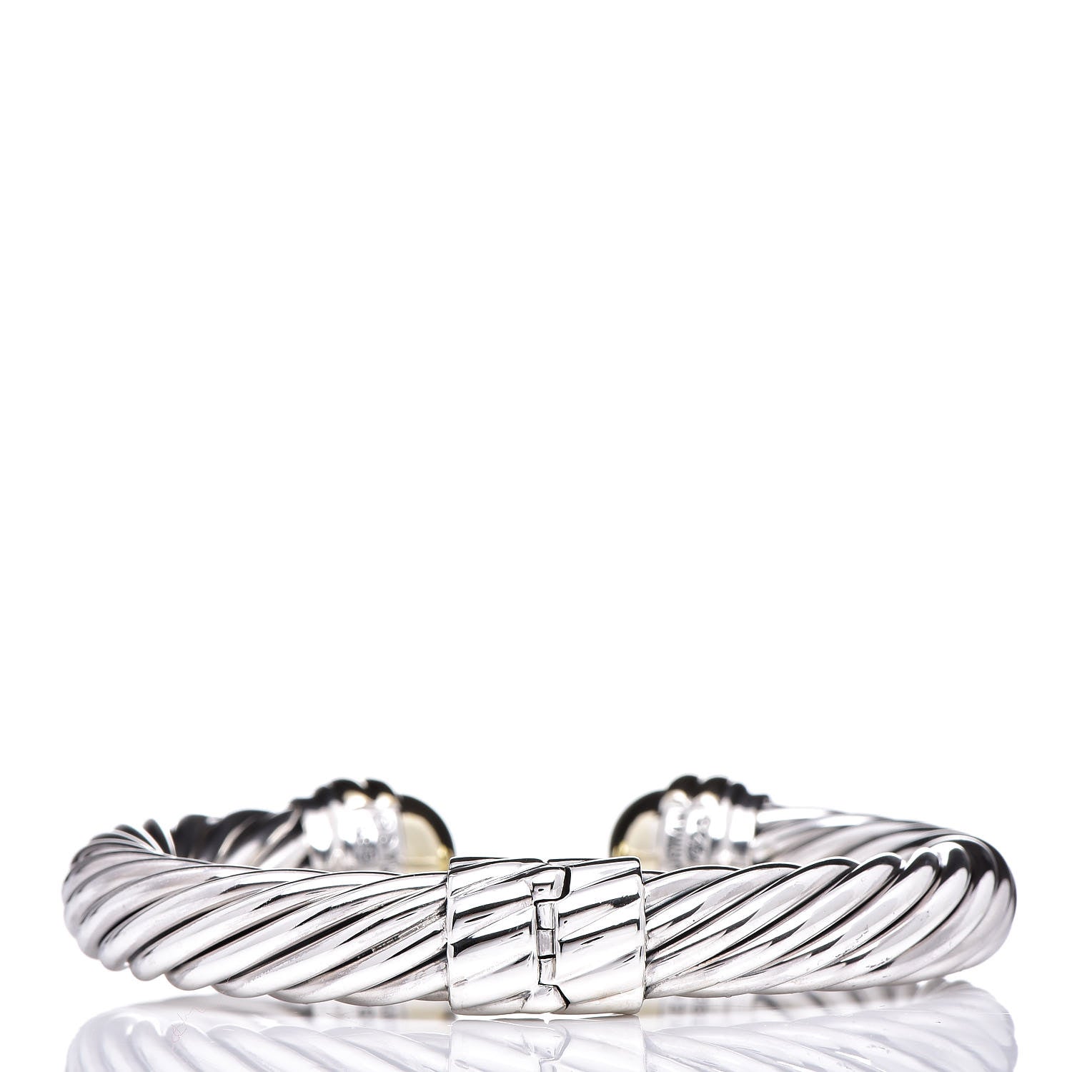 David Yurman Sterling Silver 14K Yellow Gold 10mm Cable Classics Bracelet 3 of 5