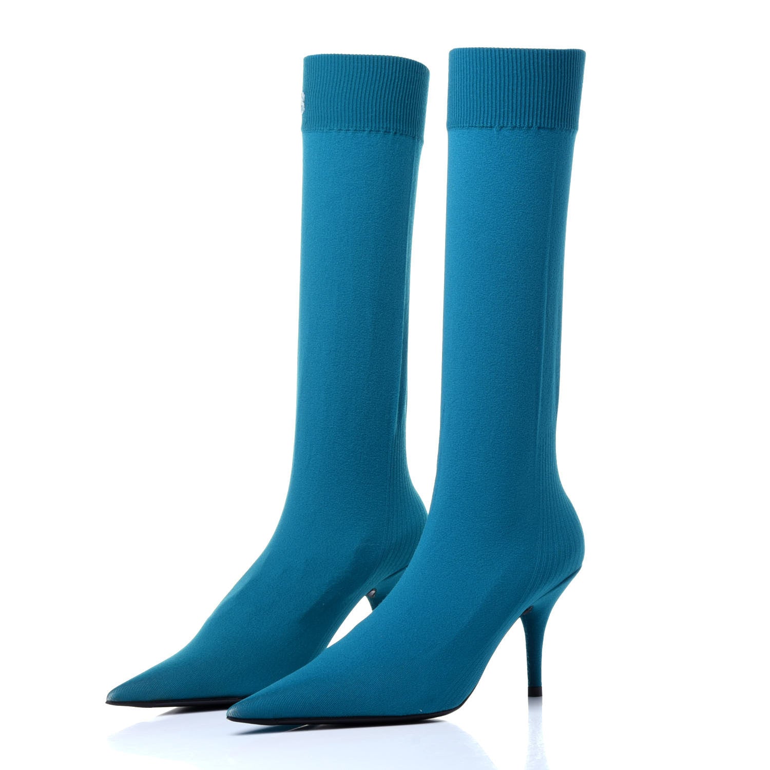 Balenciaga Jersey Crepe Pointed Toe Knife Booties 35 Azure 3 of 11