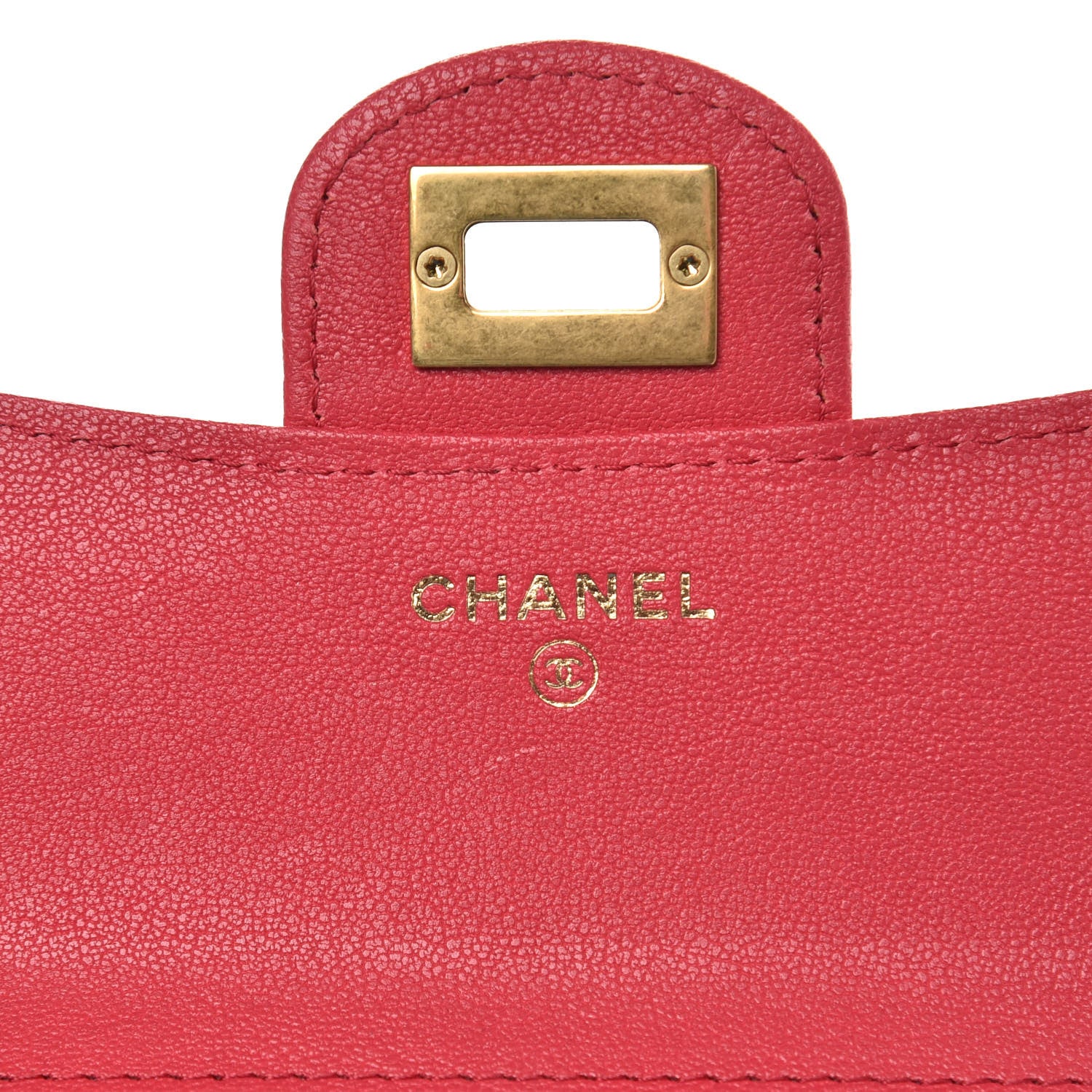 Chanel Sheepskin Chevron Quilted Reissue Compact Wallet Light Red 6 of 9
