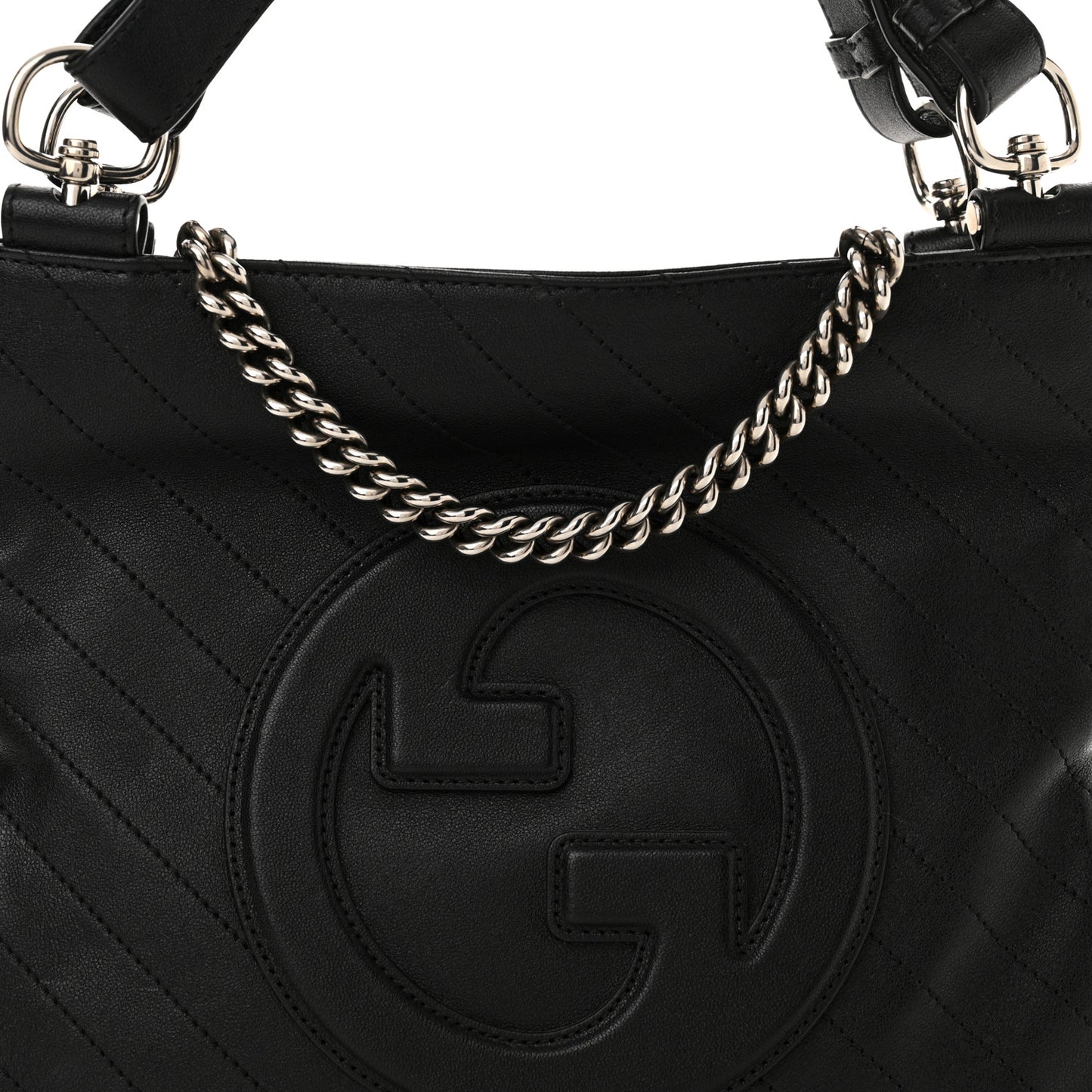 Sakai Be Green Calfskin Diagonal Stitched Small Blondie Tote Black