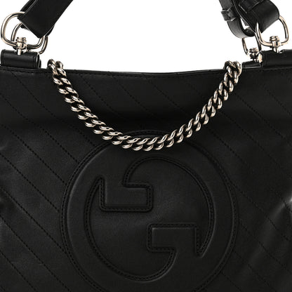 Gucci Sakai Be Green Calfskin Diagonal Stitched Small Blondie Tote Black 8 of 10