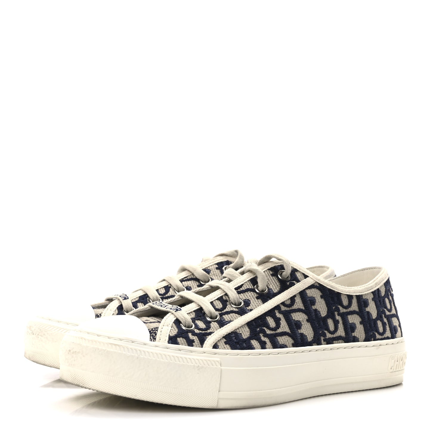 Canvas Oblique Walk 'N' Dior Low Top Sneakers 37 Deep Blue