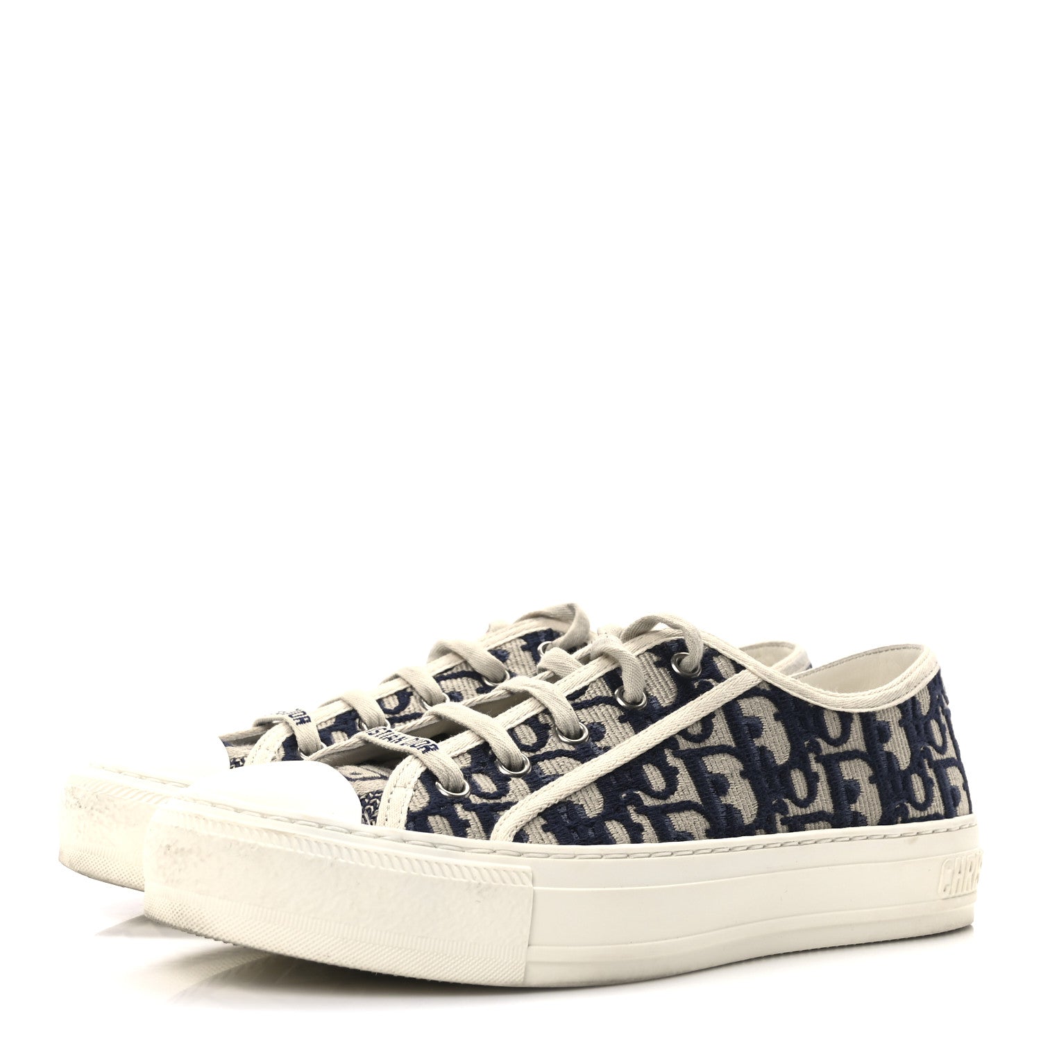 Christian Dior Canvas Oblique Walk 'N' Dior Low Top Sneakers 37 Deep Blue 4 of 9