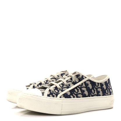 Christian Dior Canvas Oblique Walk 'N' Dior Low Top Sneakers 37 Deep Blue 4 of 9