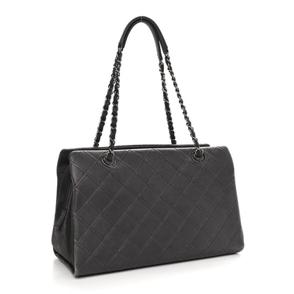 Chanel Calfskin Diamond Embossed Large CC Zip Shopping Tote Grey 3 of 12