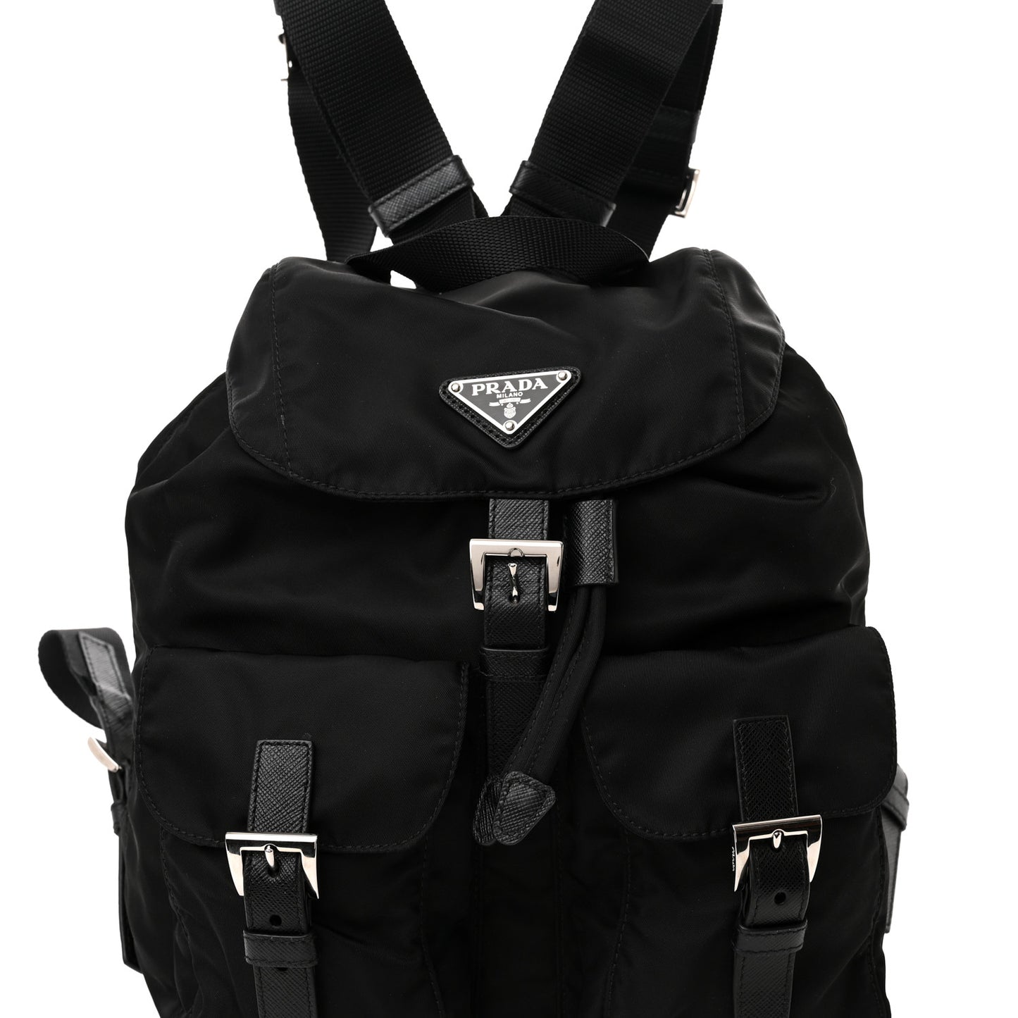 Tessuto Nylon Saffiano Small Backpack Black