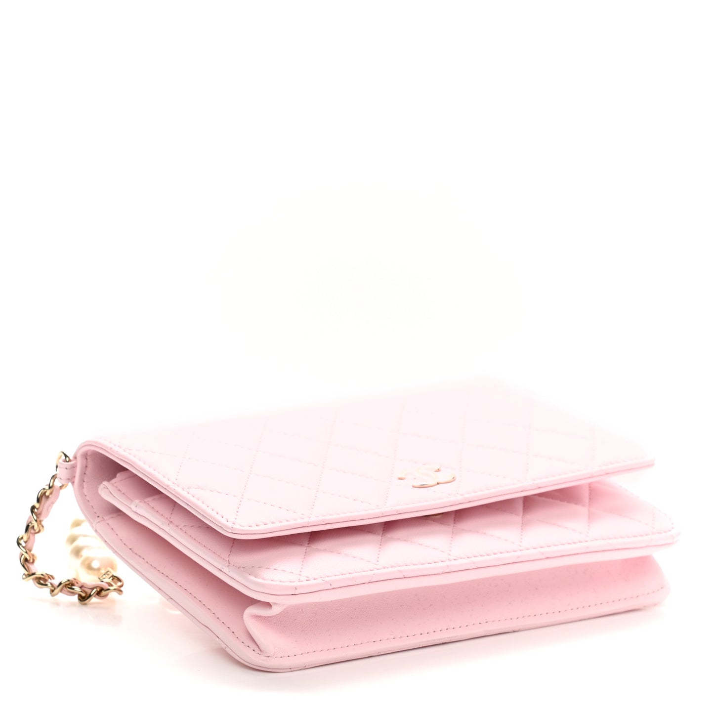 Lambskin Quilted Pearl Wallet On Chain WOC Pink